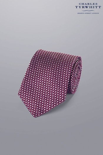 Charles Tyrwhitt Pink Semi Plain Silk Stain Resistant Pattern Tie (N62614) | £35