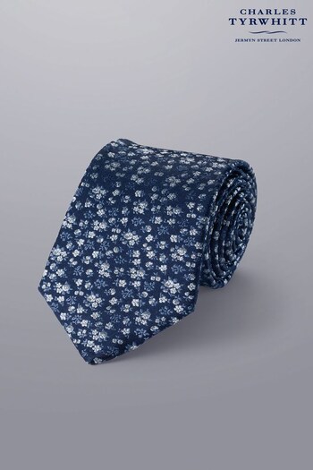 Charles Tyrwhitt Blue Floral Silk Tie (N62620) | £50
