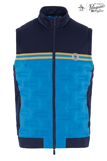 Original Penguin Golf Mens Blue Insulated Mixed Media 80s Primalot Block Vest (N62807) | £119