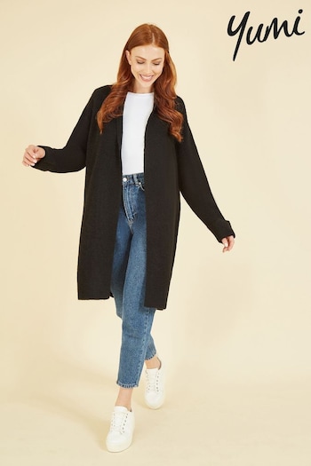 Yumi Black Knitted Long Cardigan (N62850) | £50