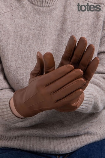 Totes Brown Isotoner Three Point Leather Ladies Gloves (N62875) | £20