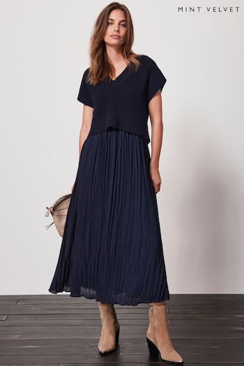 Mint Velvet Blue Layered Slip Dress Set (N62923) | £139