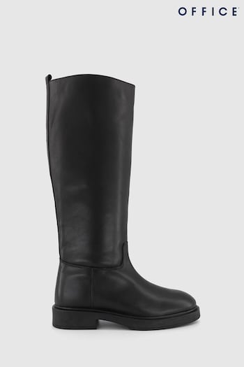 Office Black Leather Pull On High Leg Emma Boots (N62944) | £125