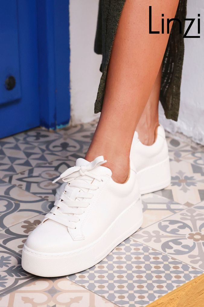Tall white platform sneakers cheap
