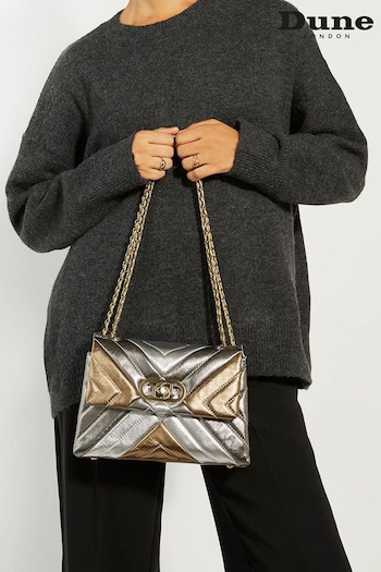 Dune London Silver Small Regent Quilted Shoulder Bag (N63015) | £180