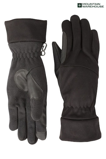 Mountain Warehouse Black Softshell Touchscreen Mens Gloves (N63031) | £24