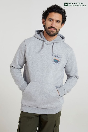 Mountain Warehouse Grey Mens Crest Mountain Graphic Hoodie (N63045) | £40