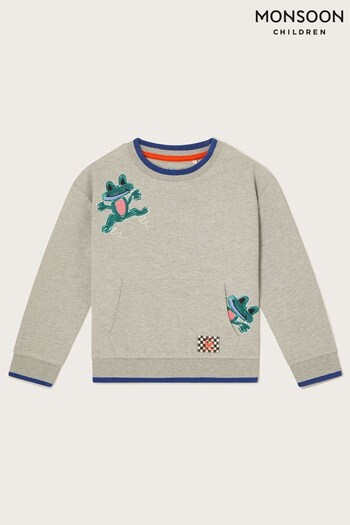 Monsoon Grey Marl Frog Sweatshirt (N63074) | £23 - £27