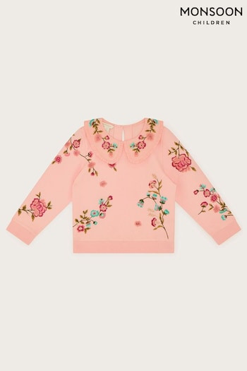 Monsoon Pink Embroidered Jersey Top (N63092) | £24 - £29