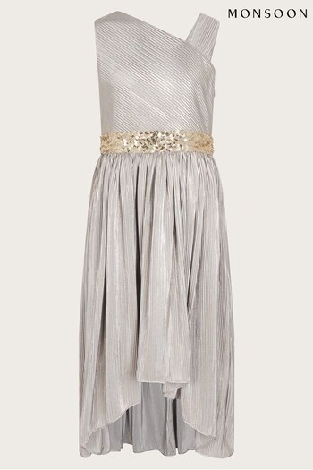 Monsoon Grey Asymmetric Foil Party Dress (N63100) | £55 - £60