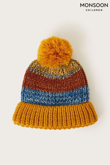 Monsoon Stripe Bobble Brown Hat (N63118) | £13 - £14