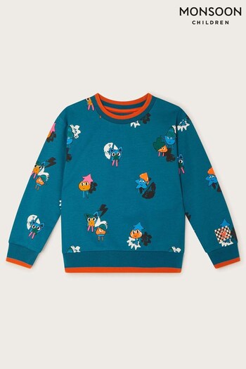 Monsoon Blue Monster Print Sweatshirt (N63166) | £23 - £27