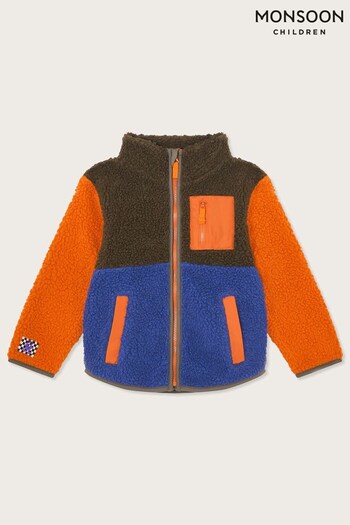 Monsoon Orange Colourblock Borg Fleece (N63171) | £45 - £55