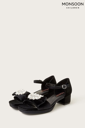 Monsoon Platform Velvet Black store Sandals (N63178) | £33 - £35