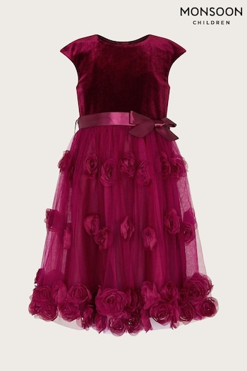 Monsoon Ottilie 3D Roses Velvet Dress (N63187) | £62 - £72