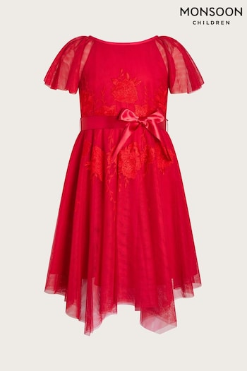 Monsoon Red Embroidered Party Dress (N63188) | £46 - £56