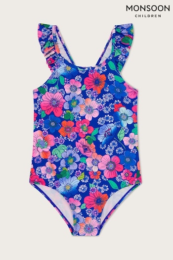 Monsoon Blue Retro Floral Swimsuit (N63211) | £18 - £22