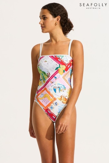 Seafolly Pink Collective V-Neck Crossback Recycled Nylon Stretch Swimsuit (N63268) | £145