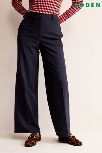 Boden Blue Petite Westbourne Wool-Twill Trousers (N63298) | £125