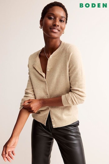 Boden Natural Eva Cashmere Crew Cardigan (N63309) | £140