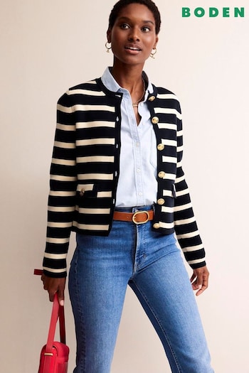 Boden Blue Holly Cropped Knitted Jacket (N63316) | £130