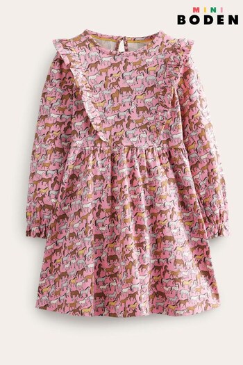 Boden Pink Long Sleeve Ruffle Dress (N63330) | £25 - £29