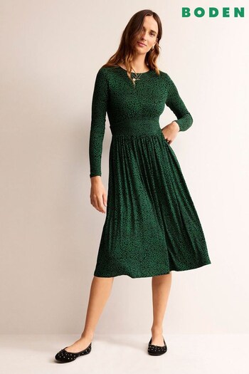 Boden Green Petite Thea Sleeved Jersey Midi Dress (N63348) | £90