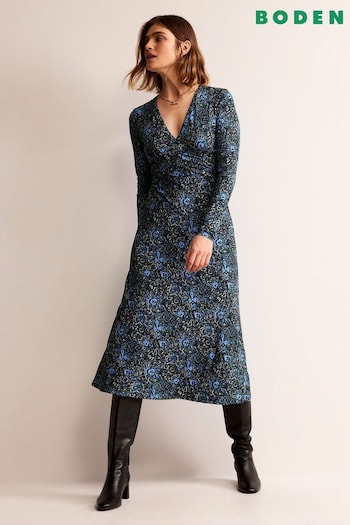 Boden Black Empire Ruched Waist Dress (N63360) | £95