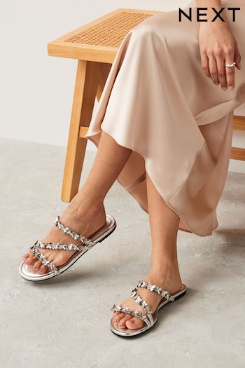 Silver Butterfly Strappy Mules (N63403) | £38