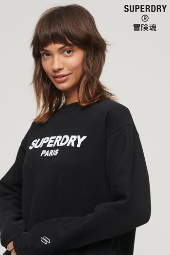 Superdry Black Sport Luxe Loose Crew Sweatshirt (N63413) | £50