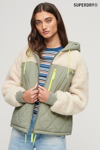 Superdry Green Sherpa Quilted Hybrid Jacket (N63417) | £90