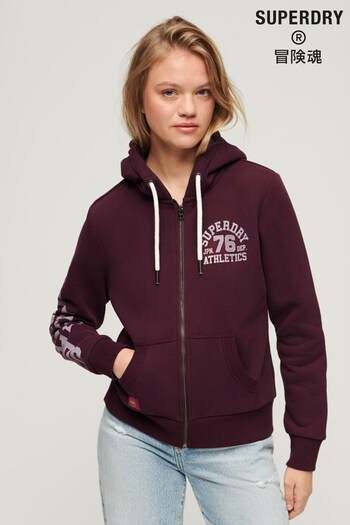 Superdry Purple Athletic College Zip Up Hoodie (N63468) | £60