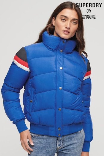 Superdry Blue Retro Panel Short Puffer Jacket (N63475) | £90