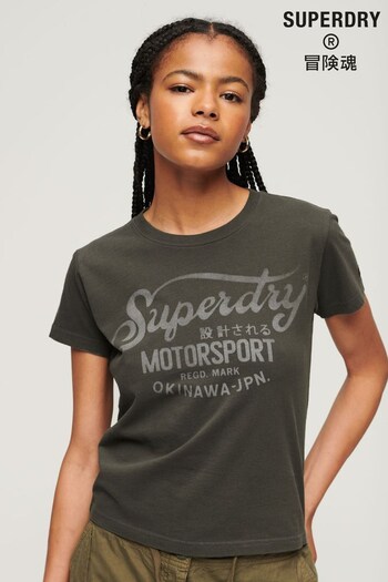 Superdry Grey Boho Biker Script Graphic T-Shirt (N63476) | £30