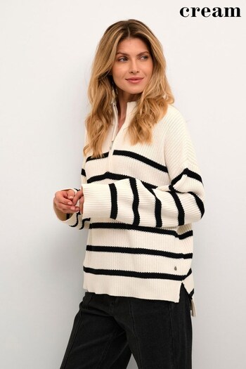 Cream Karla Half Zip Neck Knitted White Pullover (N63489) | £80