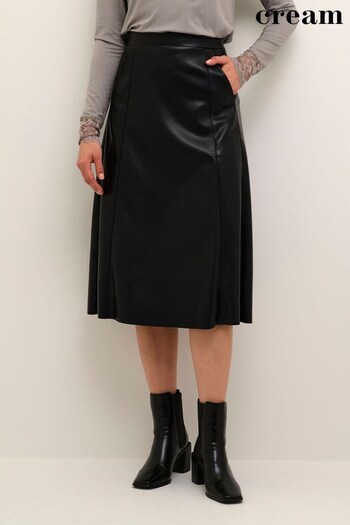 Cream Ariana Faux Leather A-Line Fit Black Skirt (N63490) | £80