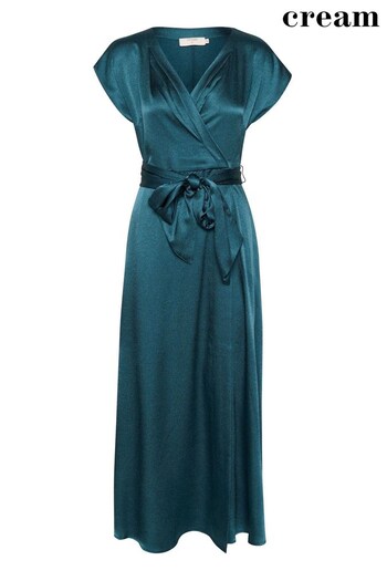 Cream Blue Loretta Cap Sleeve Wrap Dress (N63498) | £140