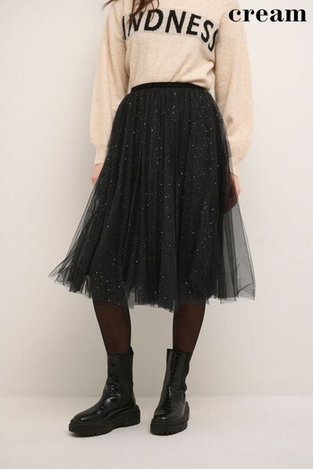 Cream Bell Shimmery Mesh Tulle Black Skirt (N63500) | £90