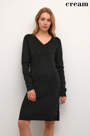 Cream Mollia Above Knee Length Knitted Black Dress (N63509) | £70