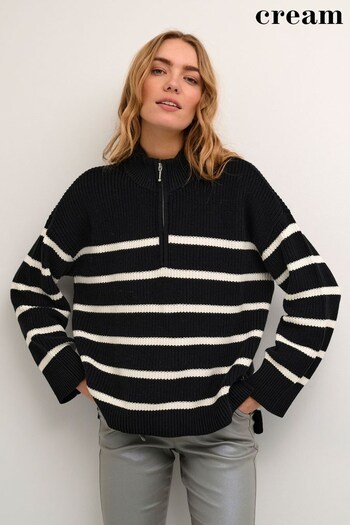 Cream Karla Half Zip Neck Knitted Black Pullover (N63510) | £80