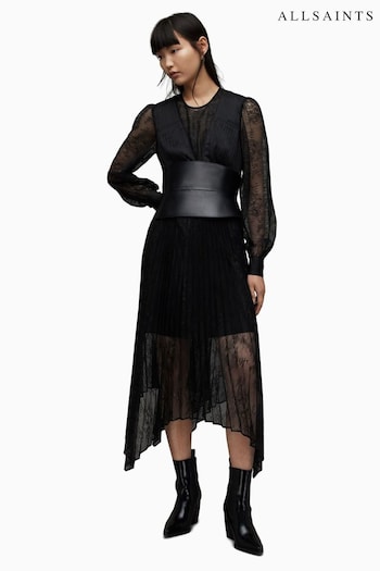 AllSaints Black Lace Norah Dress (N63538) | £259