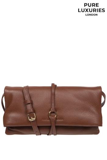 Pure Luxuries London Selene Nappa Leather Cross-Body Clutch Black Bag (N63646) | £49