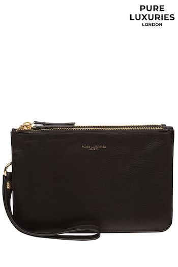 Pure Luxuries London Addison Nappa Leather Clutch Black Bag (N63655) | £39