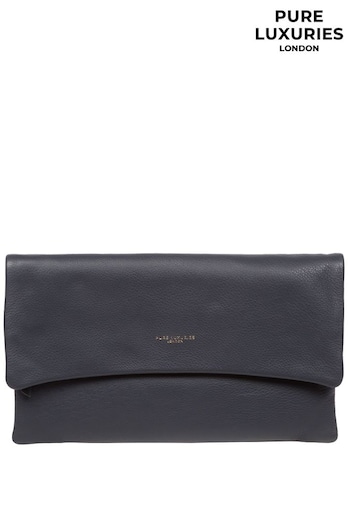 Pure Luxuries London Amelia Nappa Leather Clutch Black Bag (N63664) | £39