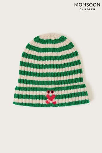 Monsoon Green Monster Stripe Beanie Hat (N63748) | £14 - £15