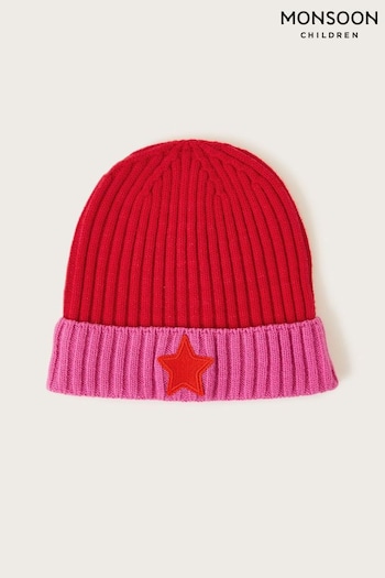 Monsoon Pink Star Beanie Hat (N63757) | £14 - £15