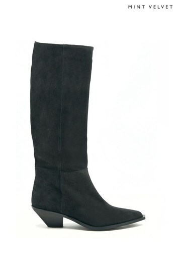 Mint Velvet Grey Suede Long Cowboy Boots (N63819) | £199