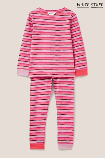 White Stuff Pink Stripe Printed Pyjamas Set (N63836) | £25