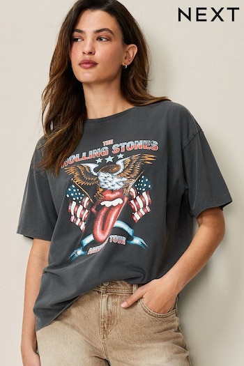 Charcoal Grey License Rolling Stones Band Graphic Short Sleeve T-Shirt (N63931) | £26