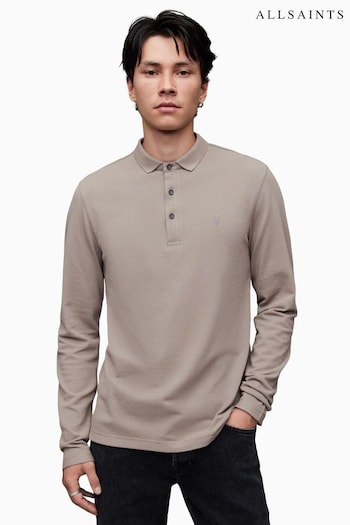 AllSaints Natural Reform Long Sleeve Polo NOBIL003DBR001 Shirt (N64062) | £75